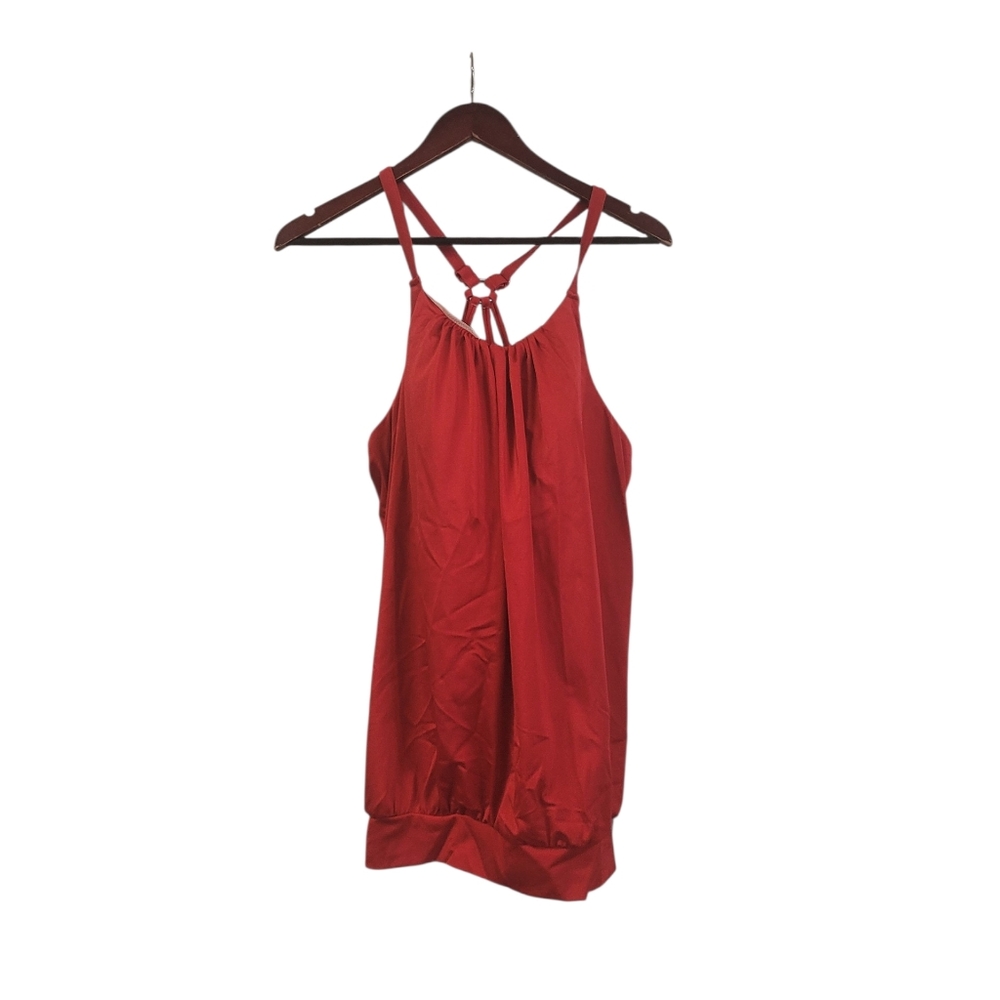 NWOT Lane Bryant Cacique Red Shimmer No Wire Blouson Tankini Size 14 - Picture 3 of 6